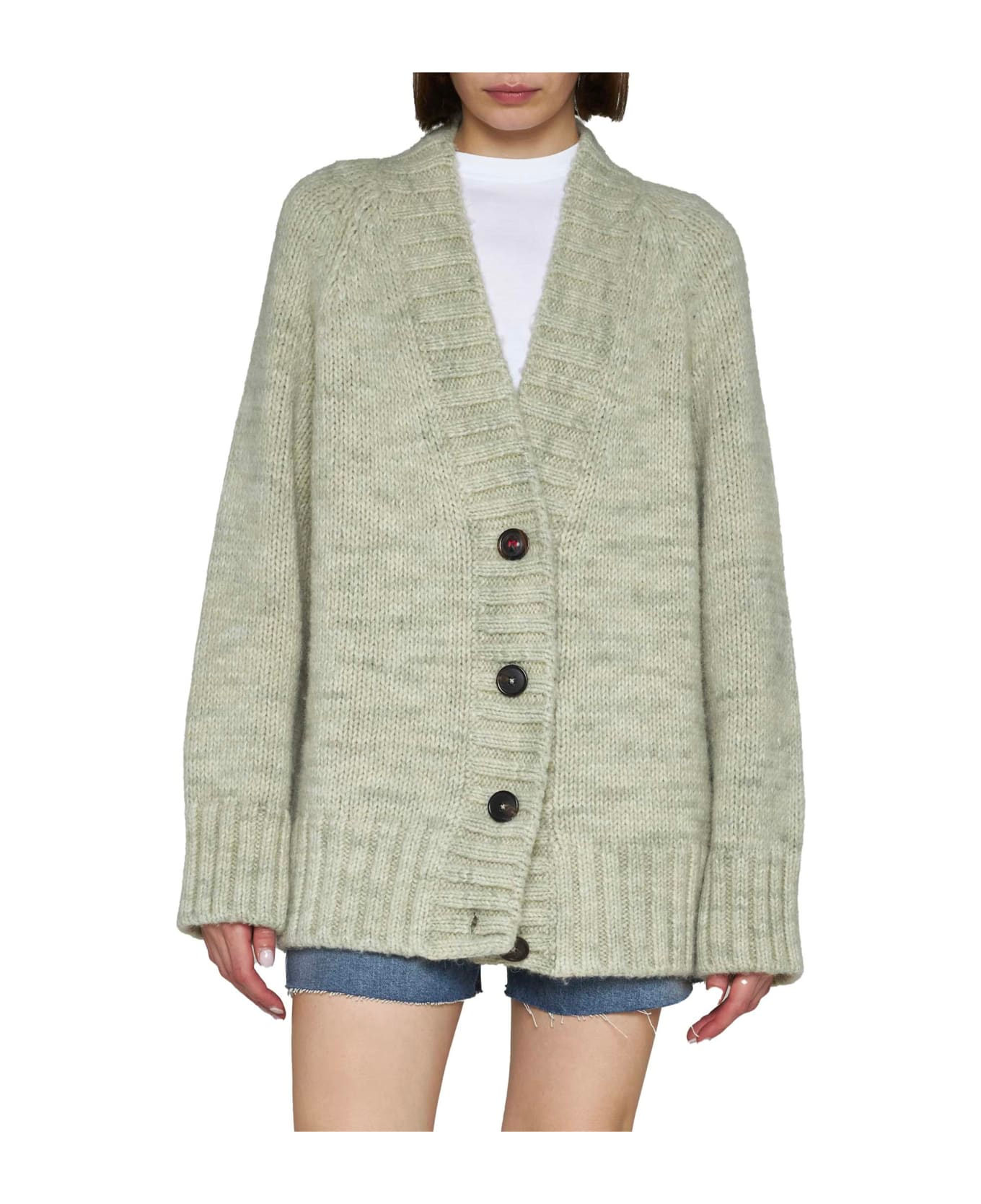 V NECK CARDIGAN PISTACHIO