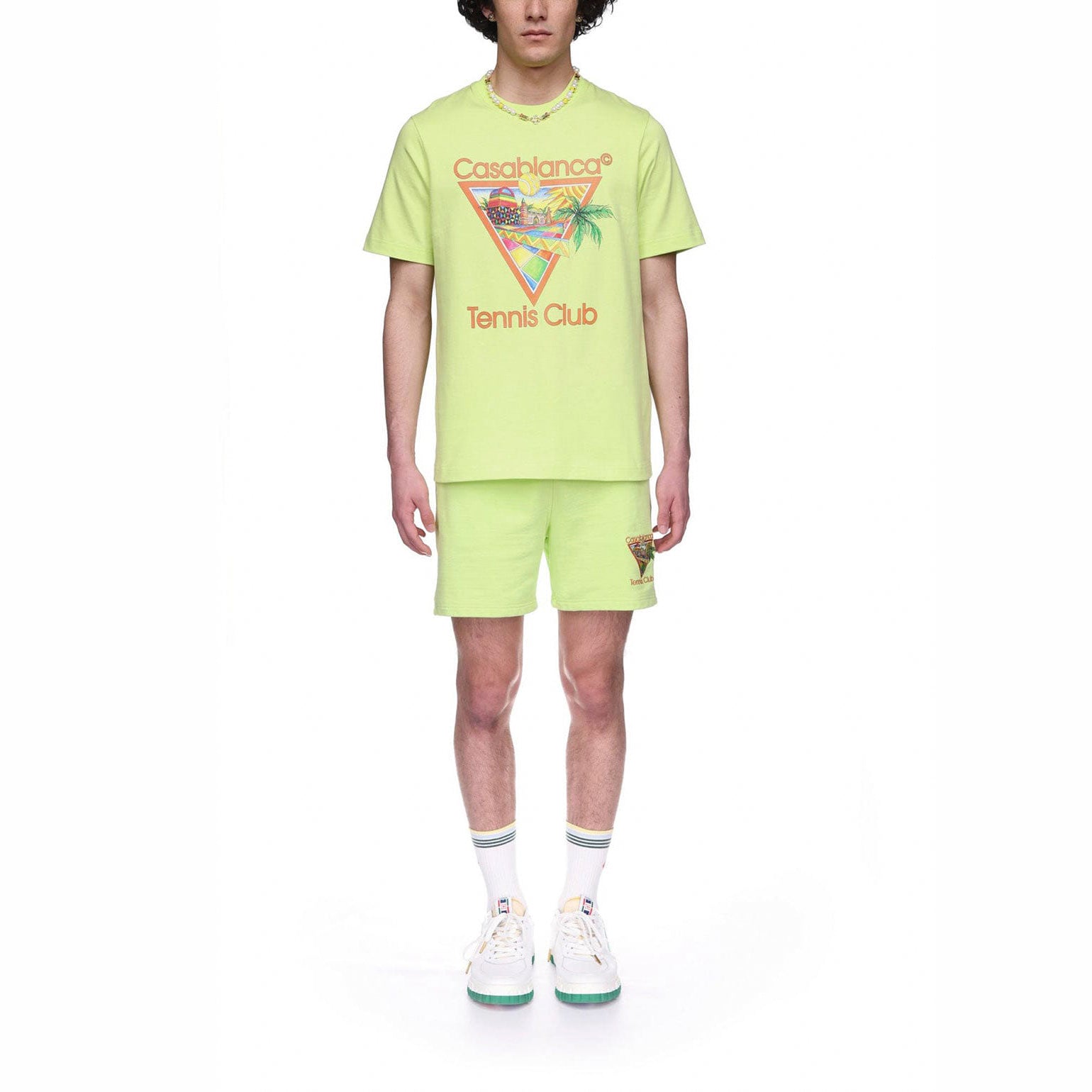 CASABLANCA AFRO CUBISM TENNIS CLUB T-SHIRT GREEN