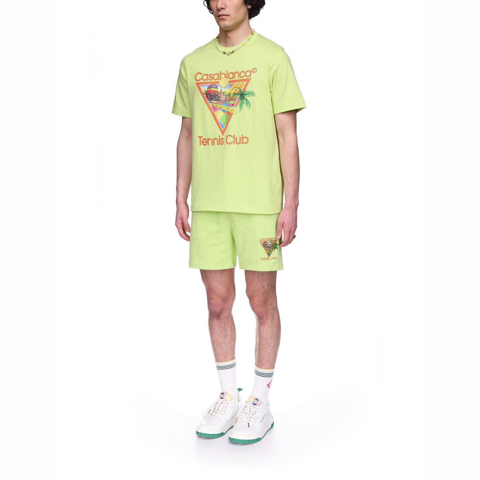 CASABLANCA AFRO CUBISM TENNIS CLUB T-SHIRT GREEN