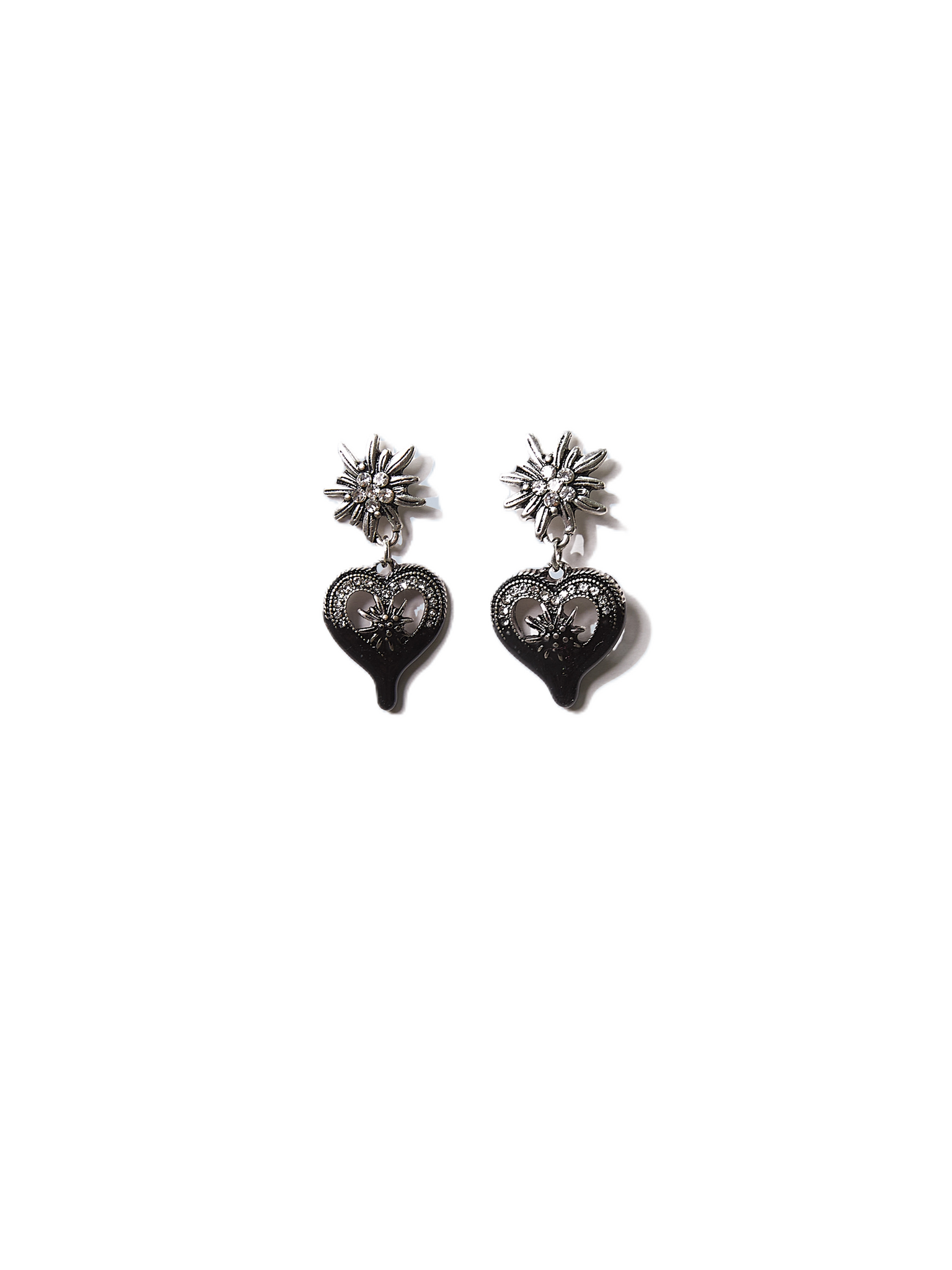 Dipped Flower Heart Earring