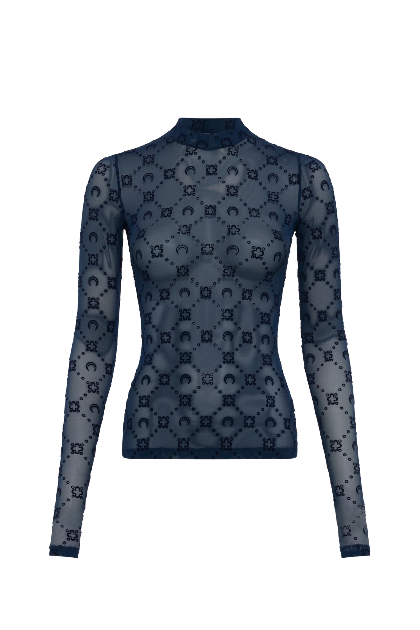 MOONOGRAM MESH FLOCK SECOND SKIN HIGH NECK TOP