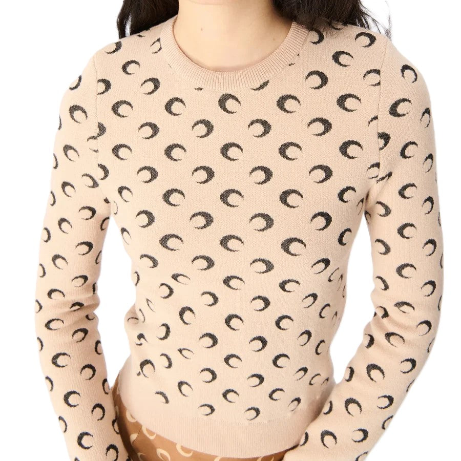 MOON JACQUARD KNIT FITTED SWEATER