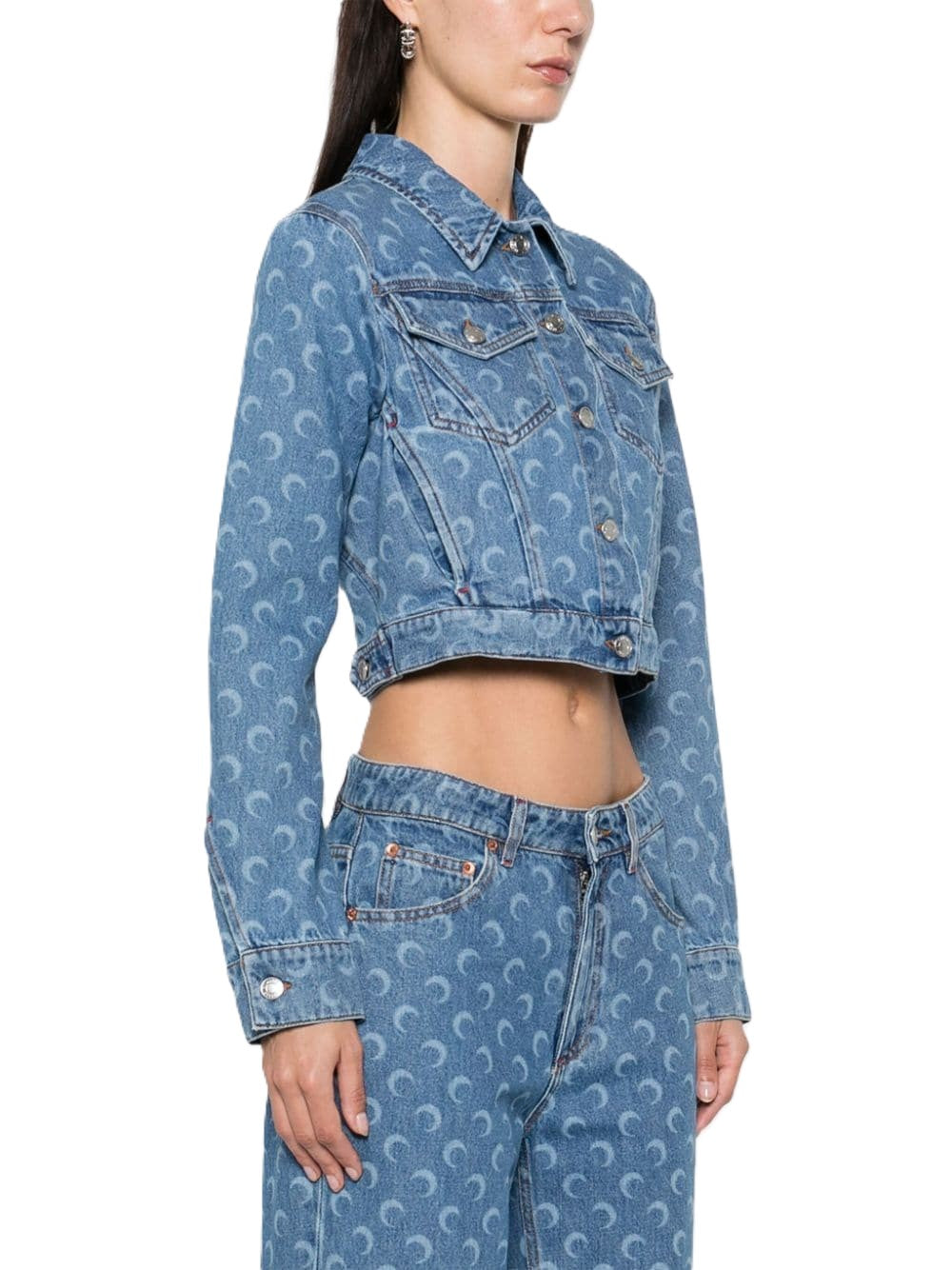 MOON LASER DENIM CROPPED JACKET