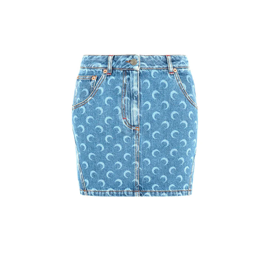 MOON LASER DENIM MINI SKIRT