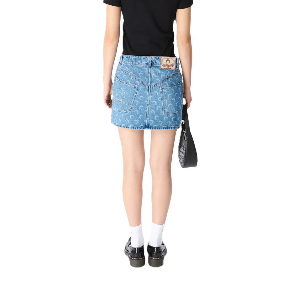 MOON LASER DENIM MINI SKIRT