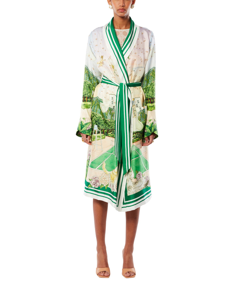 CASABLANCA PRINTED SILK ROBE