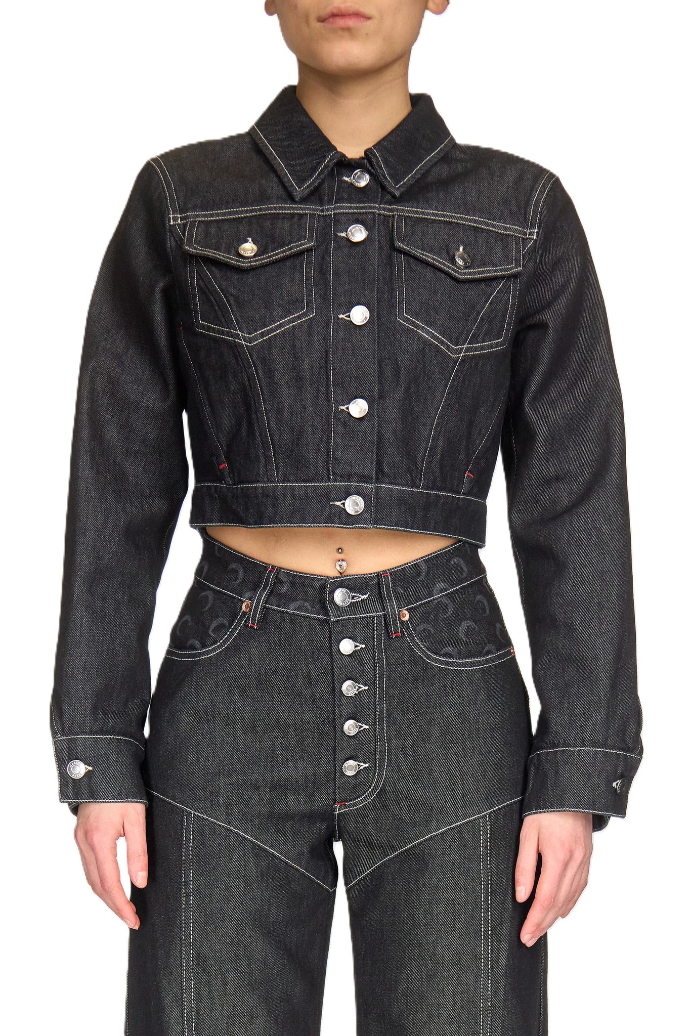 MOON LASER DENIM CROPPED JACKET